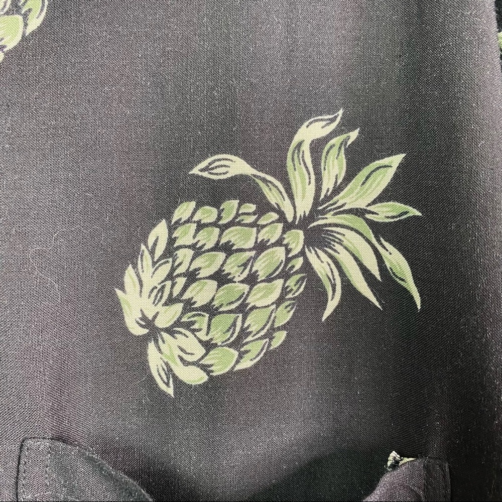 Vintage Black Pineapple Cocktail Print Shirt Lg - Picture 3 of 8